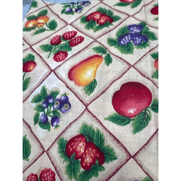 Fruit-Themed Cotton Fabric Panel 10" x 42" with Colorful Berries & Pears on Crea - Picture 1 of 4